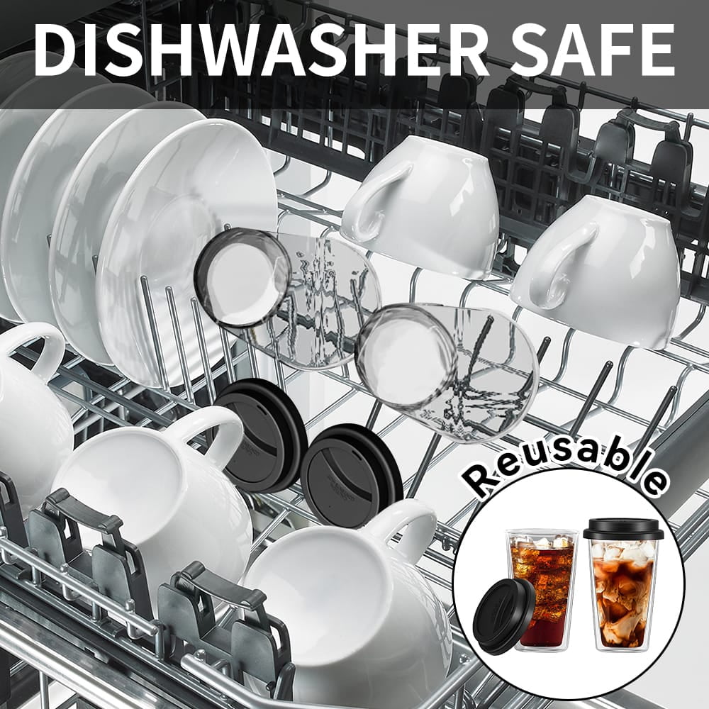 2 Piece 12oz Double Glass Coffee Mugs with Silicone Lid,Drinking Insulated Coffee Cups with Lid,clear,Dishwasher Safe Reusable - Image 3