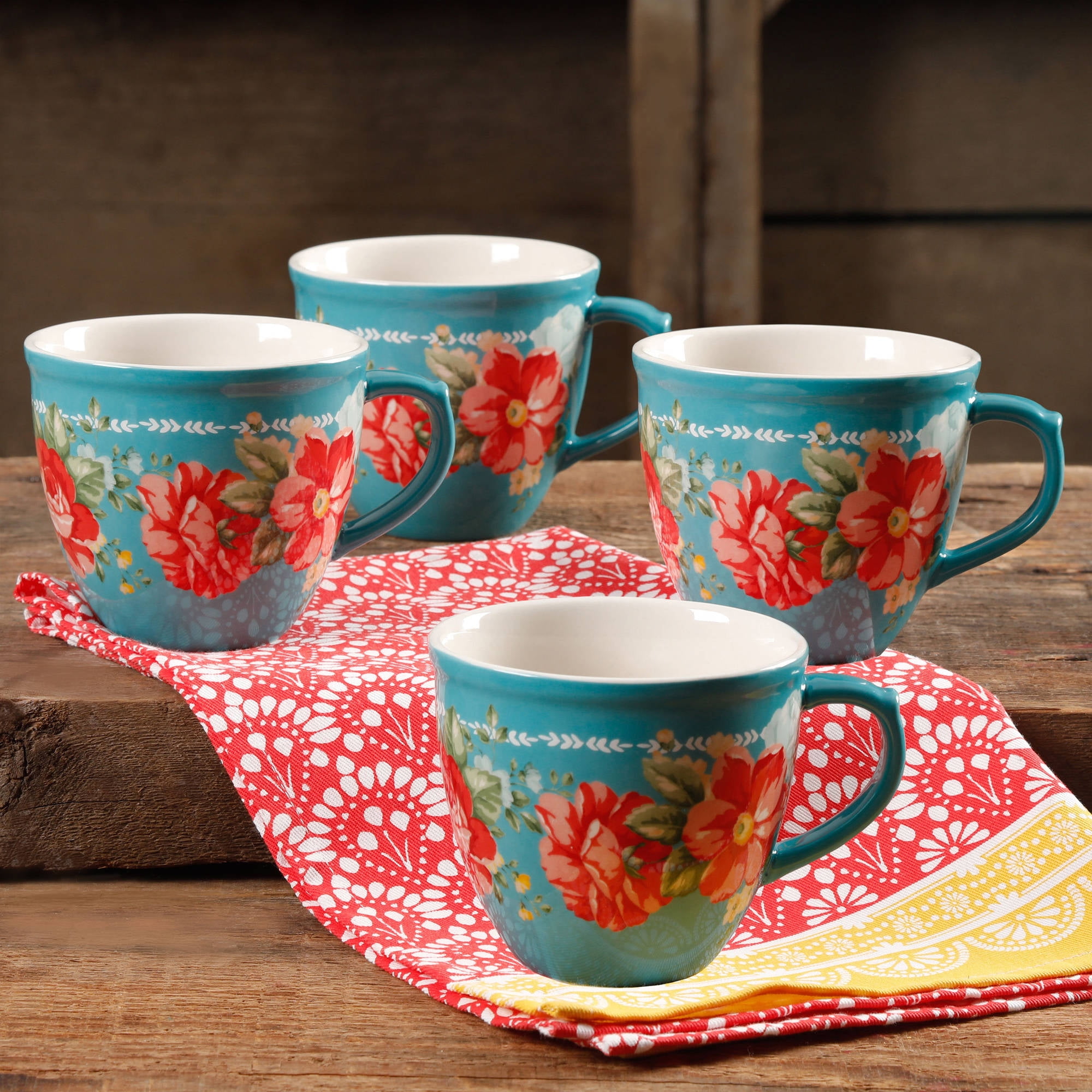 The Pioneer Woman Vintage Floral 4-Piece Mug Set, 16 fl oz - Image 3