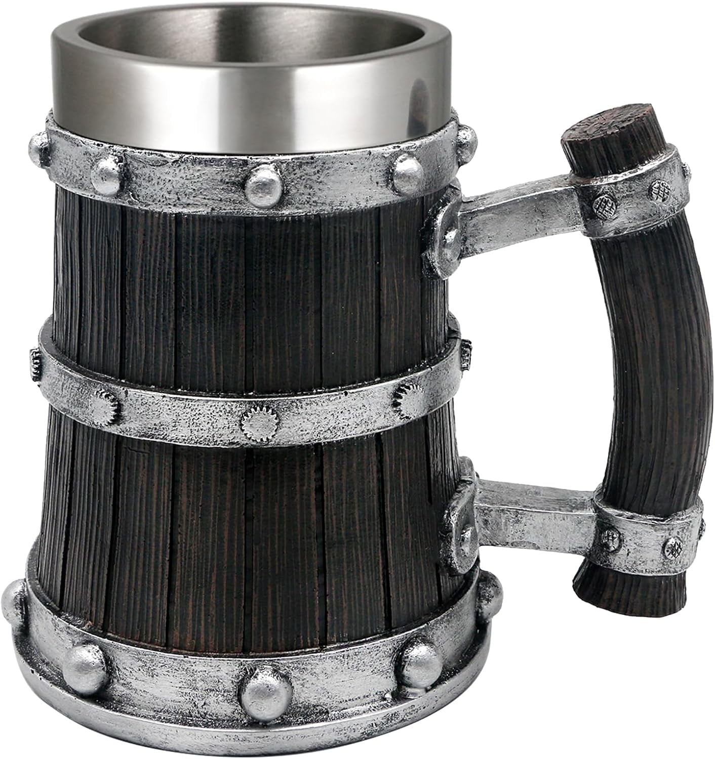Medieval Viking Wood Beer-Tankard Mug - 21oz Norse Stainless Steel Cup Viking Gifts Coffee/Beer Mug for Men Nordic Decor - Image 9