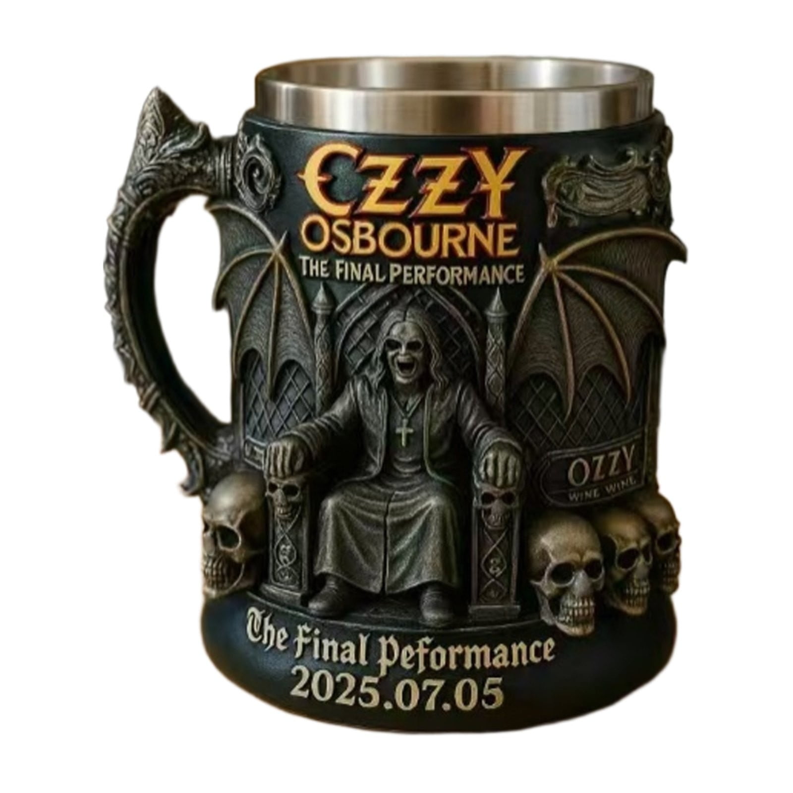 Ozzy Osbourne Mug, Black 3D Osbourne Commemorative Mug, Resin Cup The Final Performance Gift Collectible,Halloween Decorations - Image 5