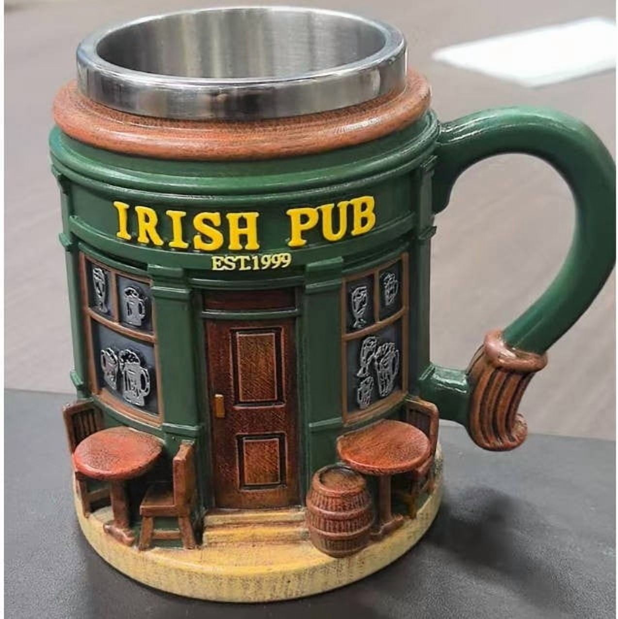 WKSCLPAI St. Patrick’s Day Irish Pub Mug, EST. 1999 Exquisite Vintage Coffee Mug, 3D Vintage Bar Design Winter Mugs for Coffee Lovers & Decor Fans - Image 6