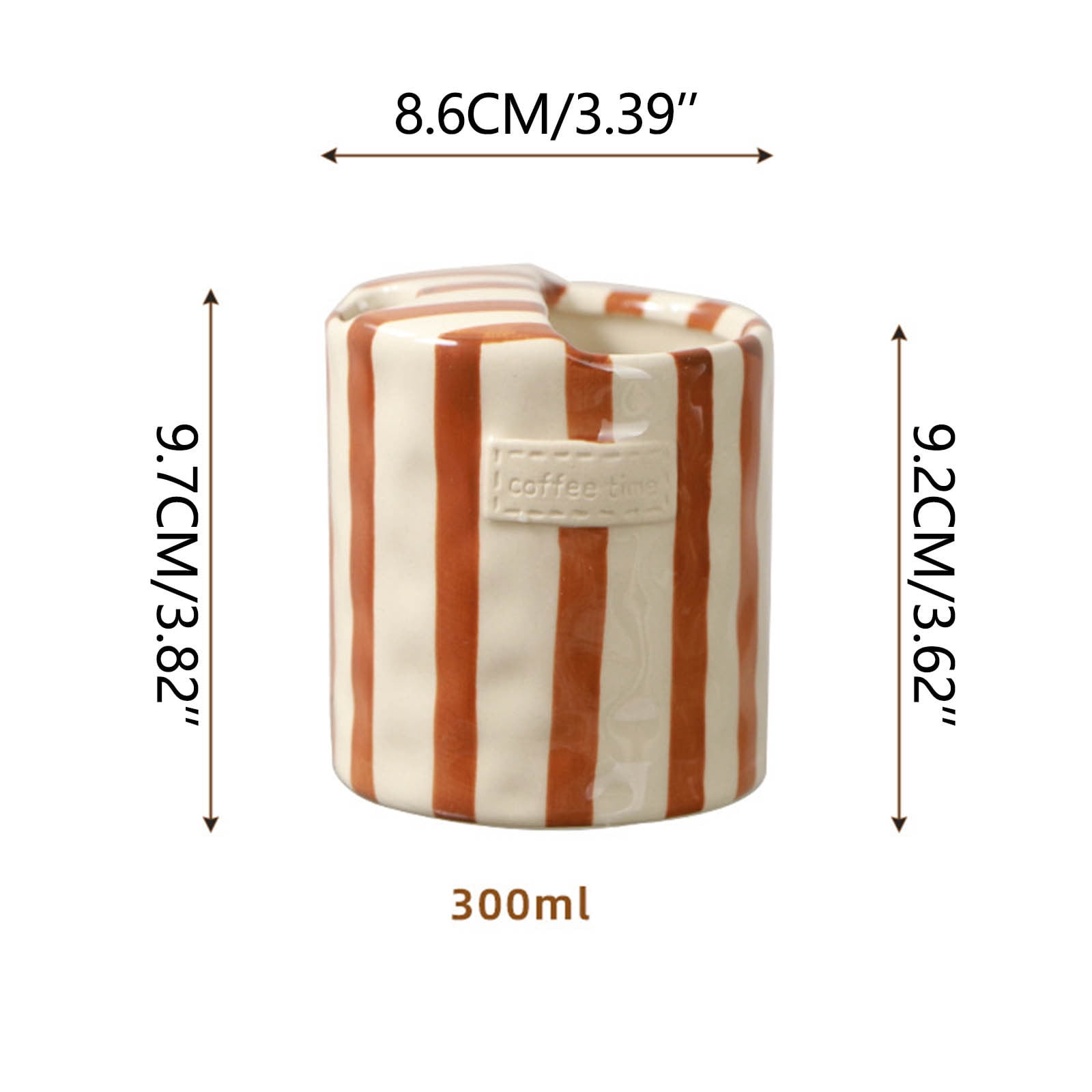 European Vintage Striped Ceramic Coffee Mug, 300ml Double-Wall Porcelain Cup for Hot Drinks, Elegant Underglaze Design for Home and Dining - Image 5