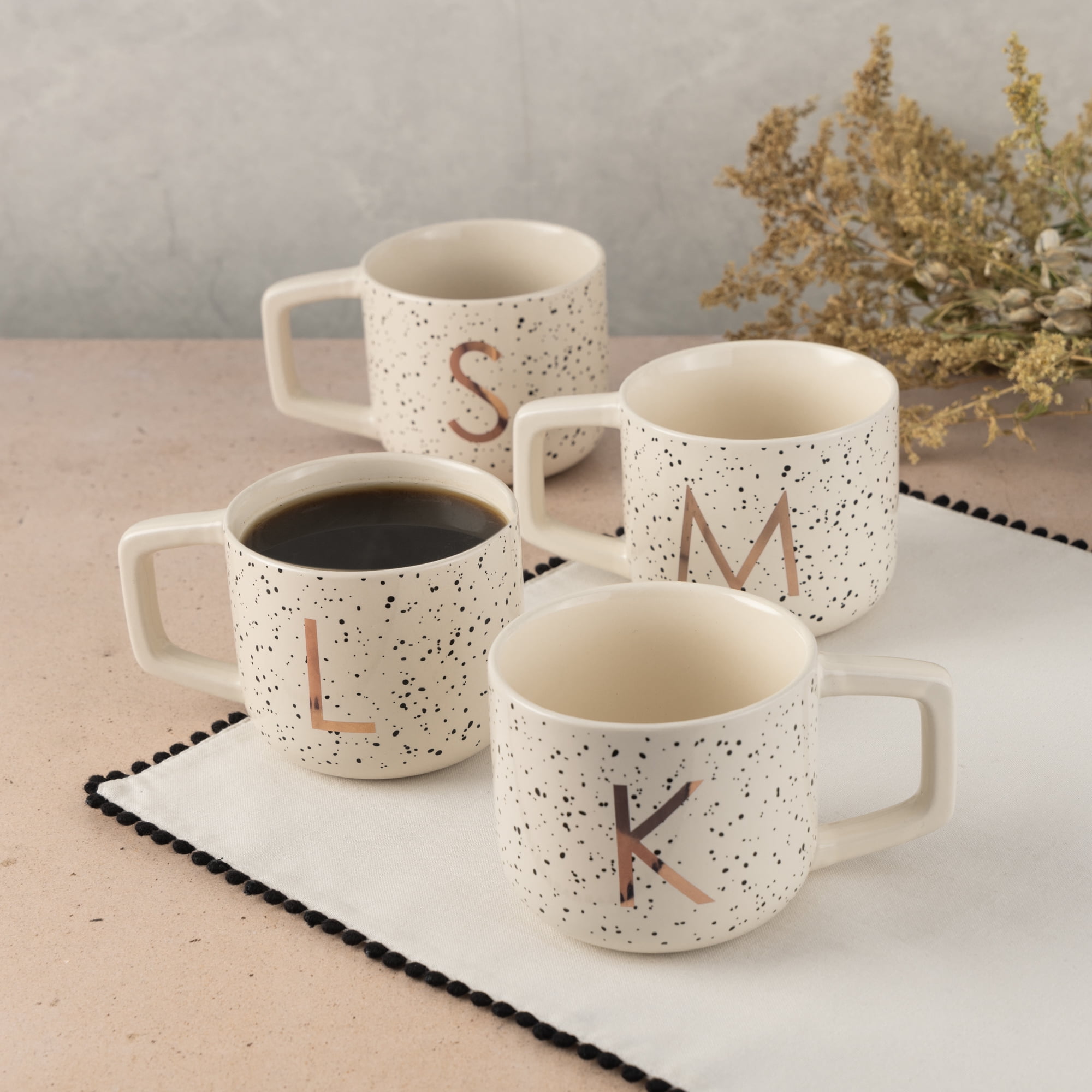Thyme & Table 13.5 fl oz Monogram J White Speckled Stoneware Mug - Image 3