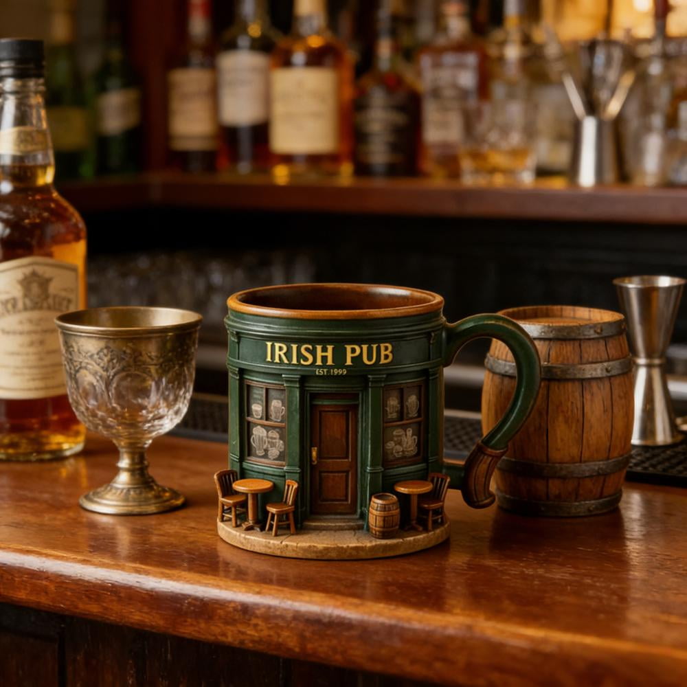WKSCLPAI St. Patrick’s Day Irish Pub Mug, EST. 1999 Exquisite Vintage Coffee Mug, 3D Vintage Bar Design Winter Mugs for Coffee Lovers & Decor Fans - Image 3