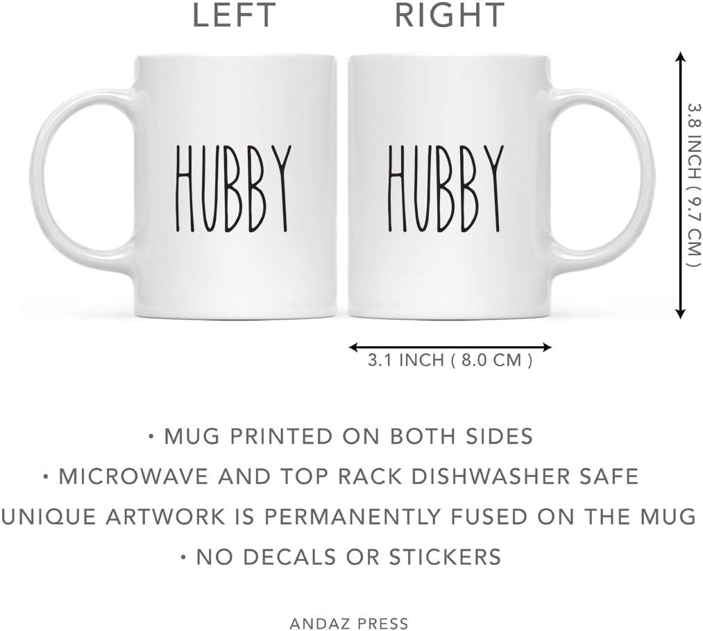 CTDream Simple Rustic Farmhouse Kitchen Decor 11oz. Ceramic Coffee Tea Mug , Hubby, Wifey, 2-Pack, Birthday Christmas Anniversary Ideas - Image 5