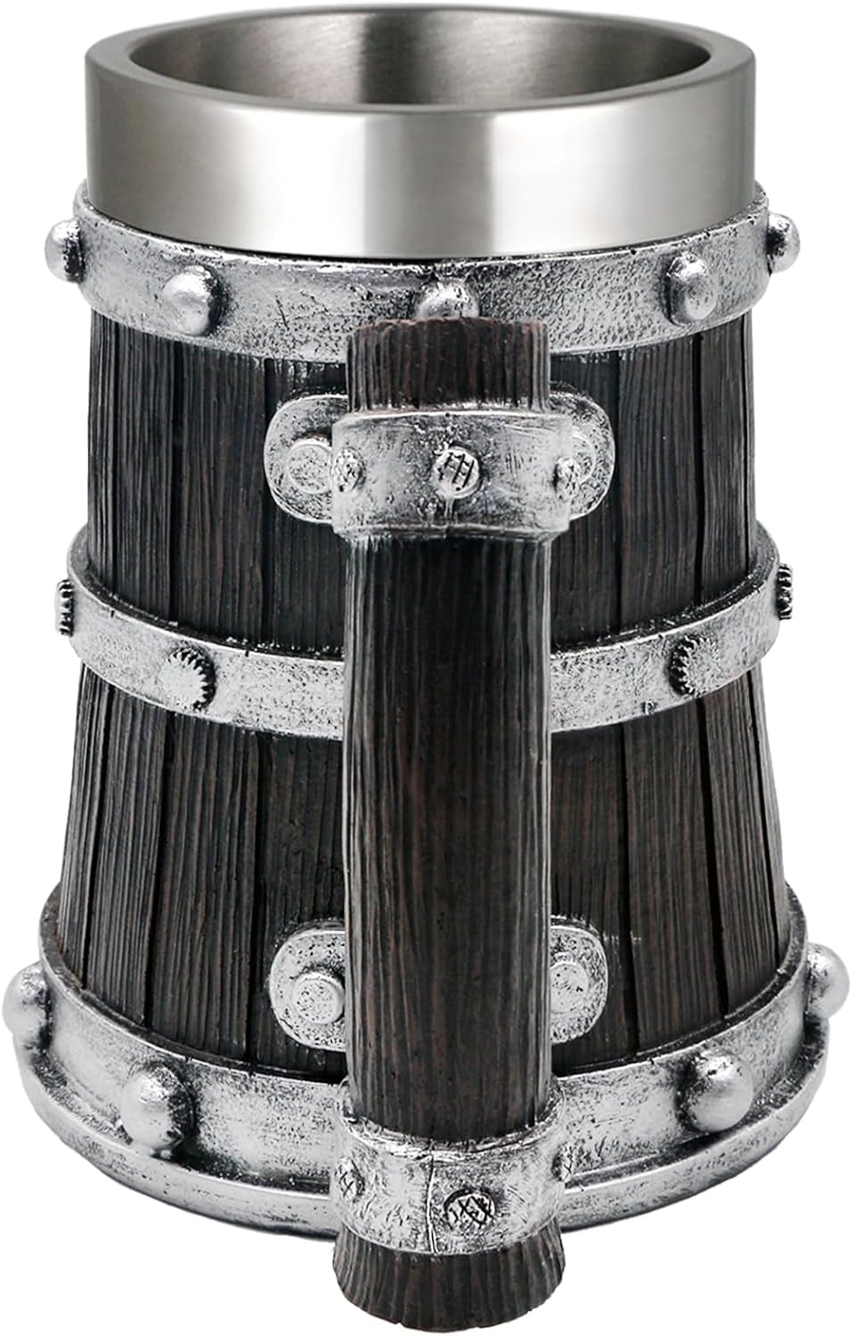 Medieval Viking Wood Beer-Tankard Mug - 21oz Norse Stainless Steel Cup Viking Gifts Coffee/Beer Mug for Men Nordic Decor - Image 5