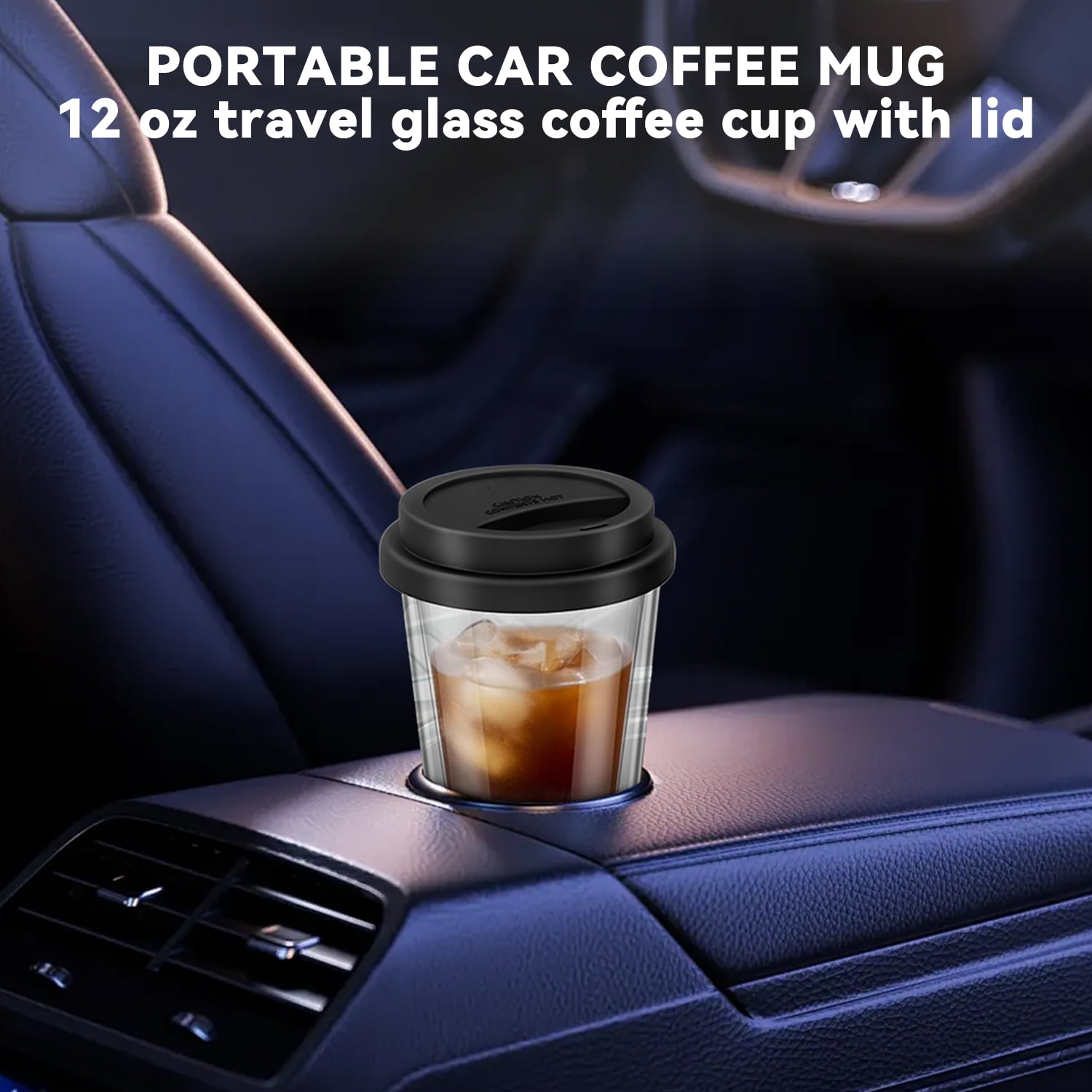 2 Piece 12oz Double Glass Coffee Mugs with Silicone Lid,Drinking Insulated Coffee Cups with Lid,clear,Dishwasher Safe Reusable - Image 6