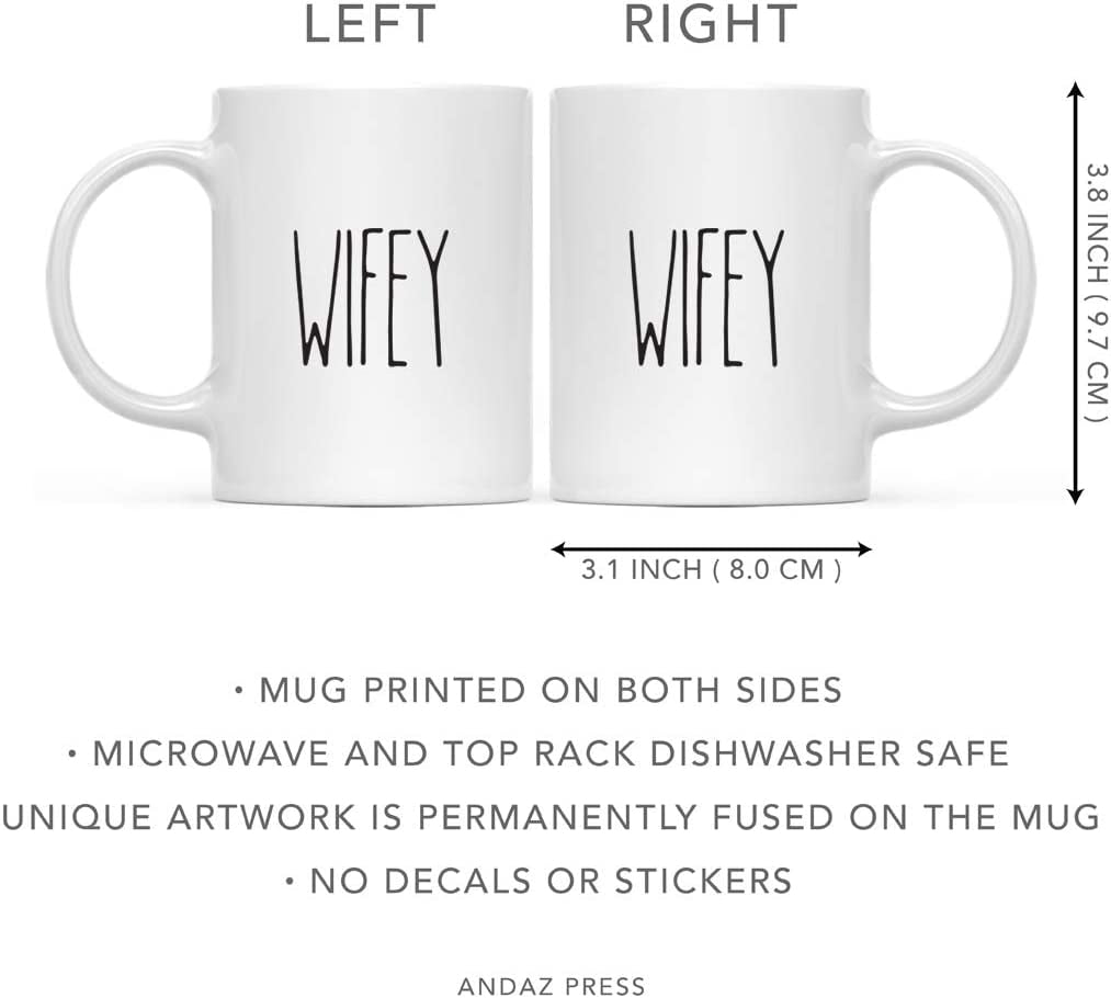 CTDream Simple Rustic Farmhouse Kitchen Decor 11oz. Ceramic Coffee Tea Mug , Hubby, Wifey, 2-Pack, Birthday Christmas Anniversary Ideas - Image 6