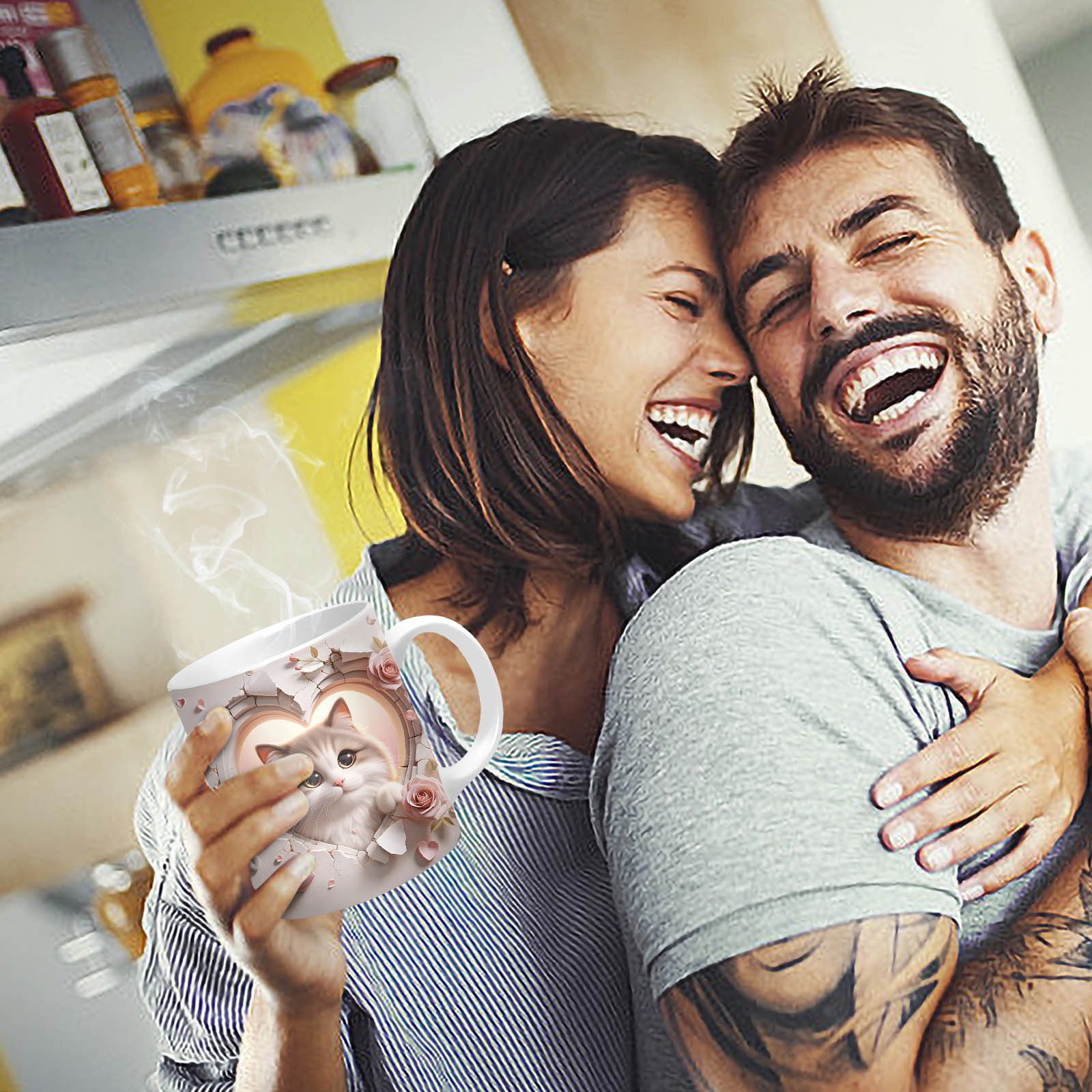 Unique Cracked Wall Design Ceramic Mug, Artistic Coffee Cup for Daily Use, Generous Size Drinking Mug for Office and Home Kitchen Decor(H) - Image 2