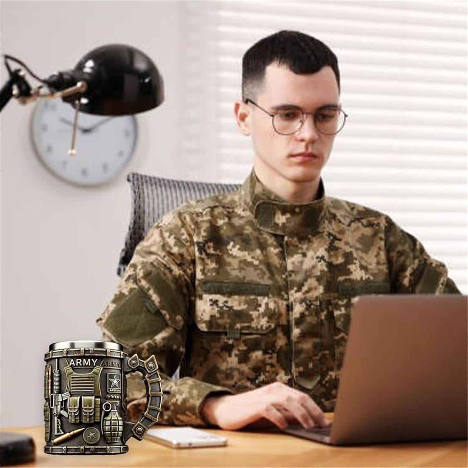 Salute Series 3D Military Coffee Mug - 15oz Hand-Painted Army Themed Ceramic Cup with Tactical Design, Veteran Appreciation Gift (Patriotic Soldier Tribute Collection - Image 6