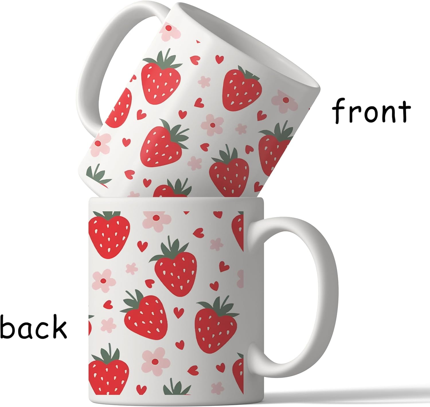 Strawberry Mug - Strawberry Coffee Mug, Cute Mugs, Aesthetic Mug, Strawberry Gifts, Strawberry Kitchen Home Decor, Strawberry Ceramic Coffee Mug 11 oz - Image 3