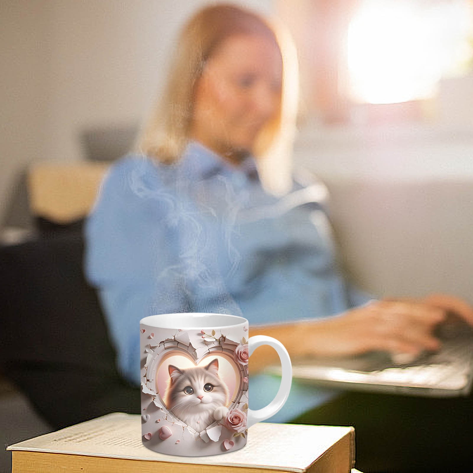 Unique Cracked Wall Design Ceramic Mug, Artistic Coffee Cup for Daily Use, Generous Size Drinking Mug for Office and Home Kitchen Decor(H) - Image 4