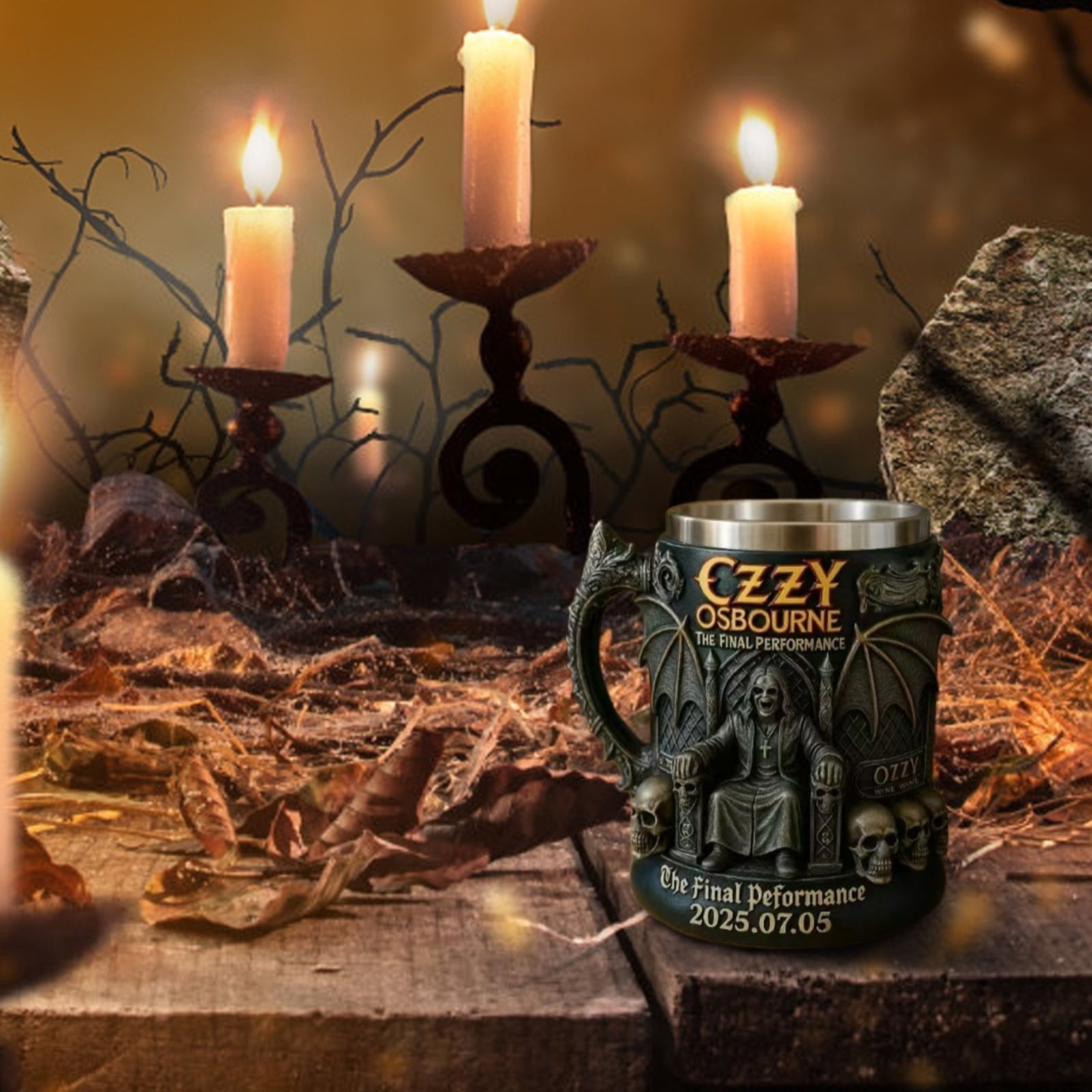 Ozzy Osbourne Mug, Black 3D Osbourne Commemorative Mug, Resin Cup The Final Performance Gift Collectible,Halloween Decorations - Image 2
