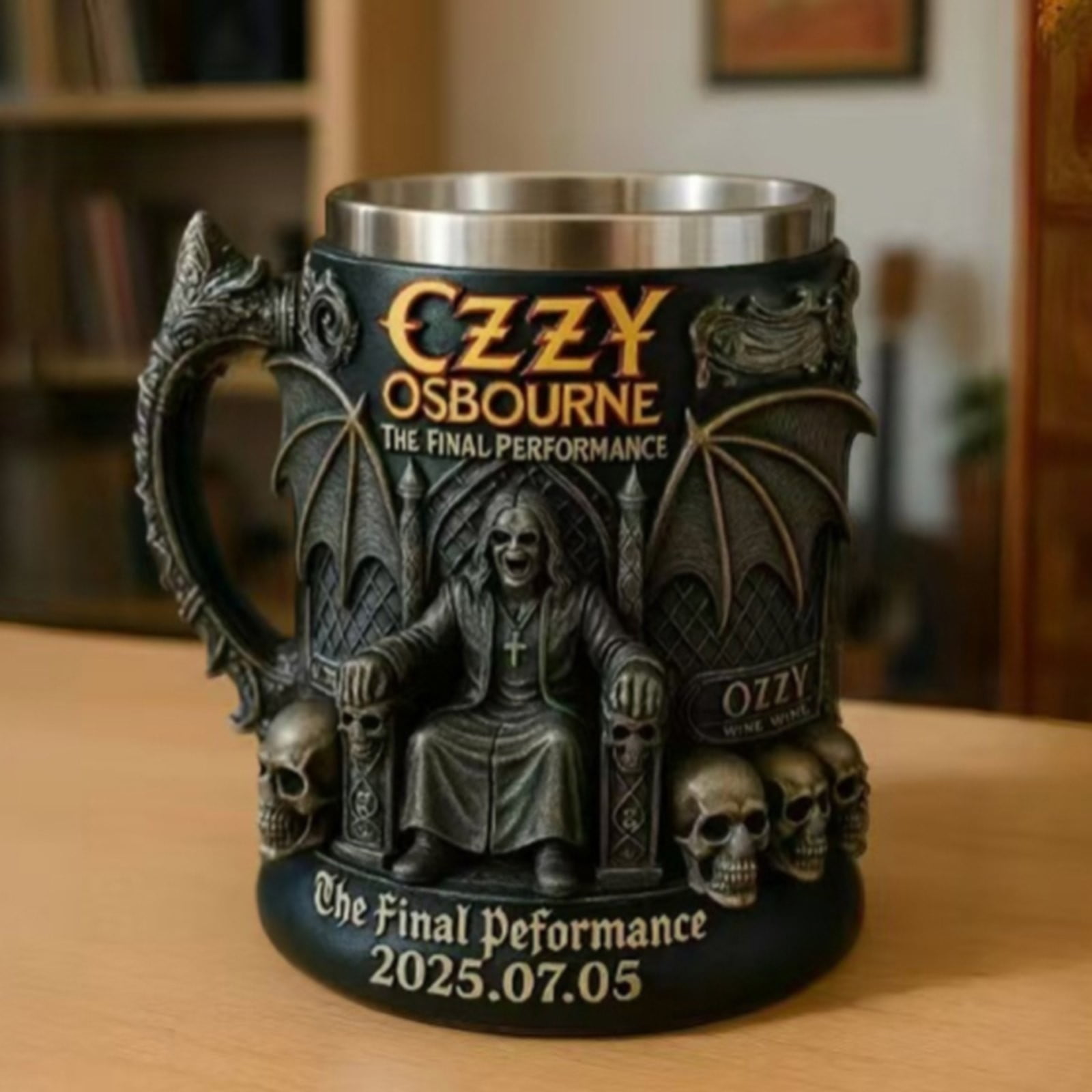 Ozzy Osbourne Mug, Black 3D Osbourne Commemorative Mug, Resin Cup The Final Performance Gift Collectible,Halloween Decorations - Image 3