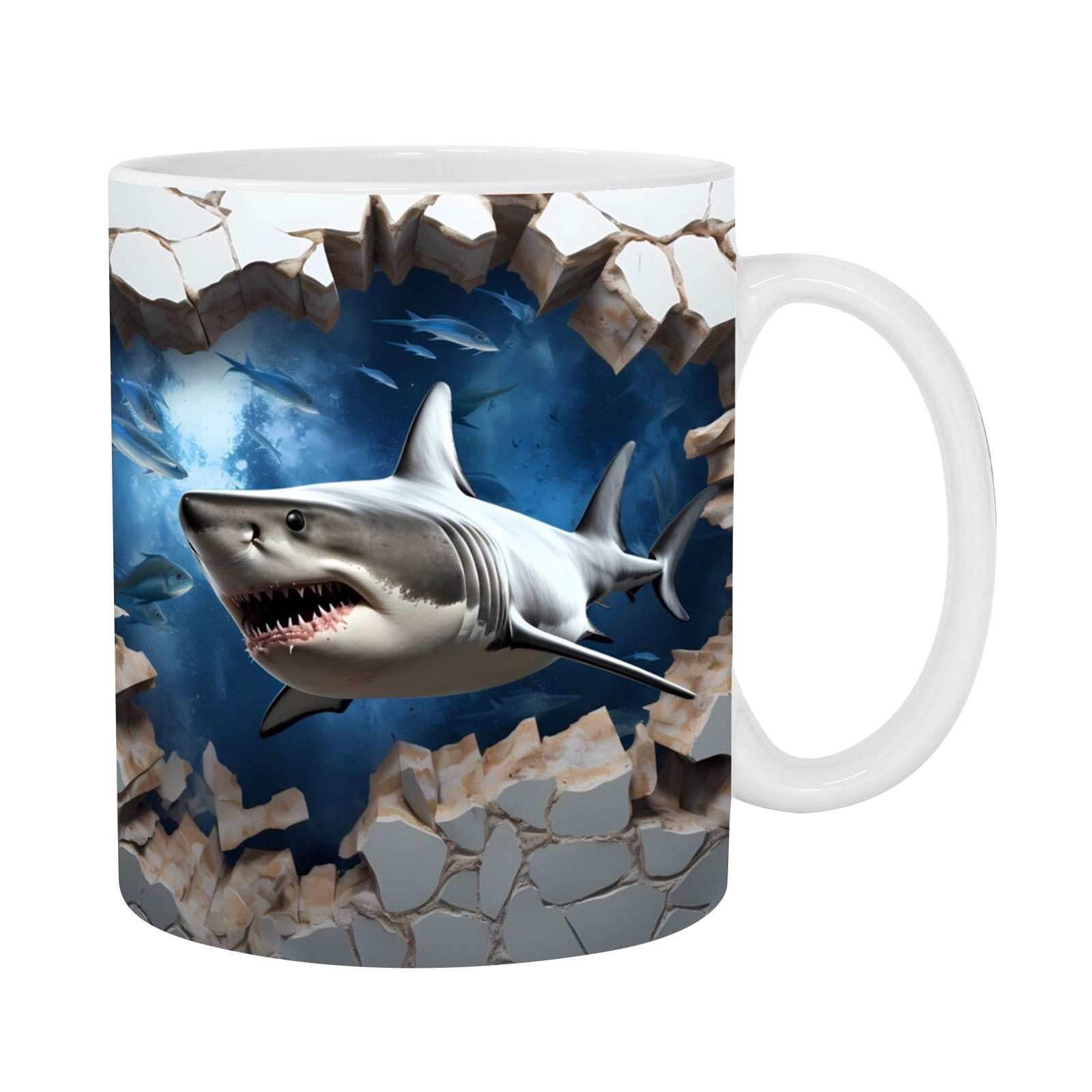 BGZLEU 3D Shark Mug, Durable Flat Painted Ceramic Coffee Mugs, 3D Ocean Shark Ceramic Coffee Mark Cup Tea, Ceramic Shark Decor For Women And Men Holiday And Birthday Gift - Image 6