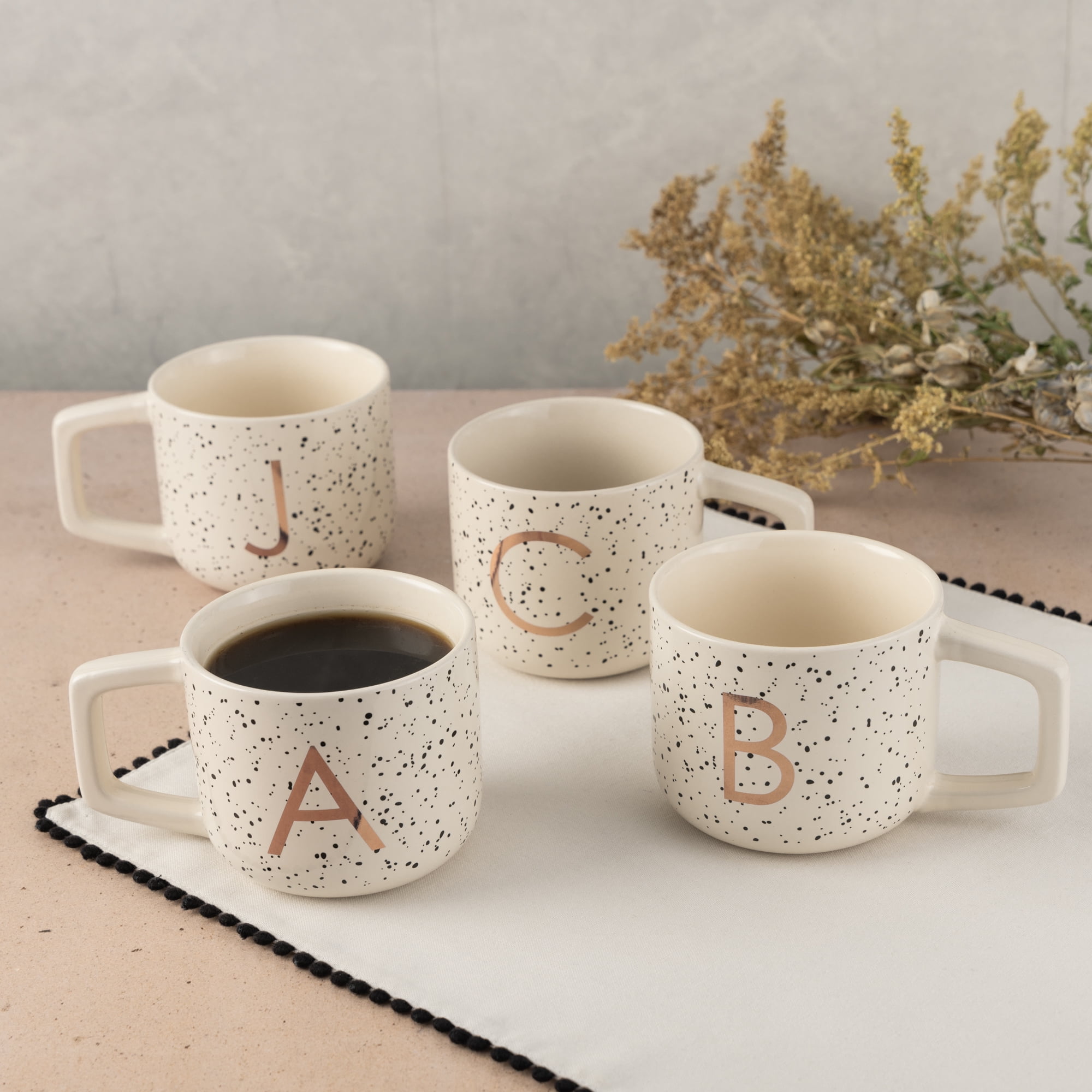 Thyme & Table 13.5 fl oz Monogram M White Speckled Stoneware Mug - Image 3