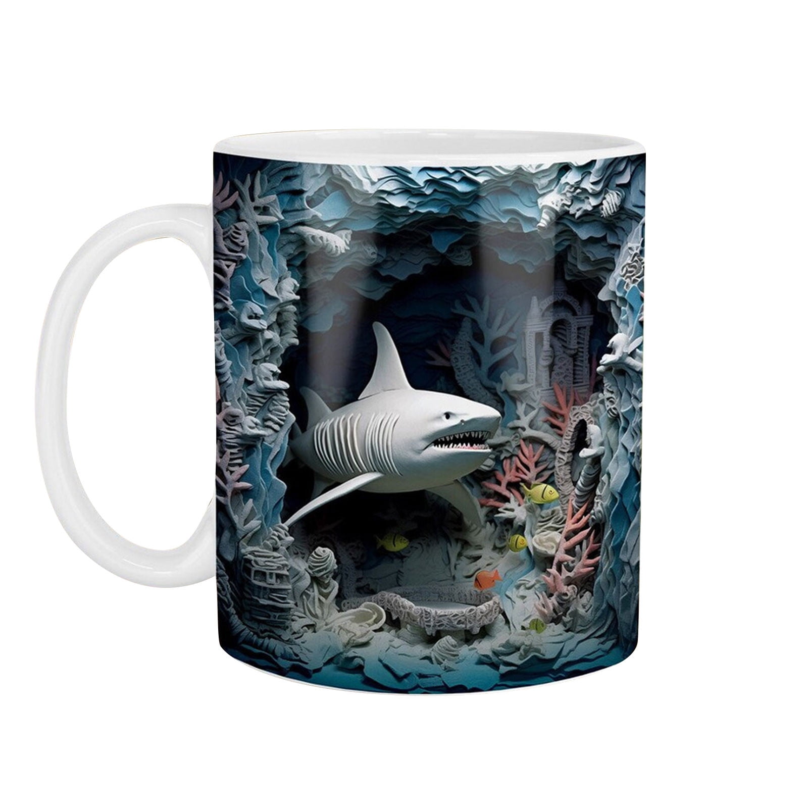 BGZLEU 3D Shark Mug, Durable Flat Painted Ceramic Coffee Mugs, 3D Ocean Shark Ceramic Coffee Mark Cup Tea, Ceramic Shark Decor For Women And Men Holiday And Birthday Gift - Image 4