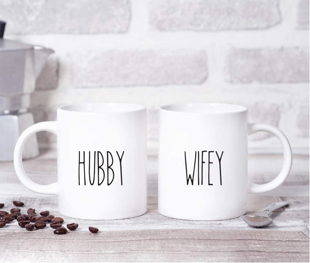 CTDream Simple Rustic Farmhouse Kitchen Decor 11oz. Ceramic Coffee Tea Mug , Hubby, Wifey, 2-Pack, Birthday Christmas Anniversary Ideas - Image 3