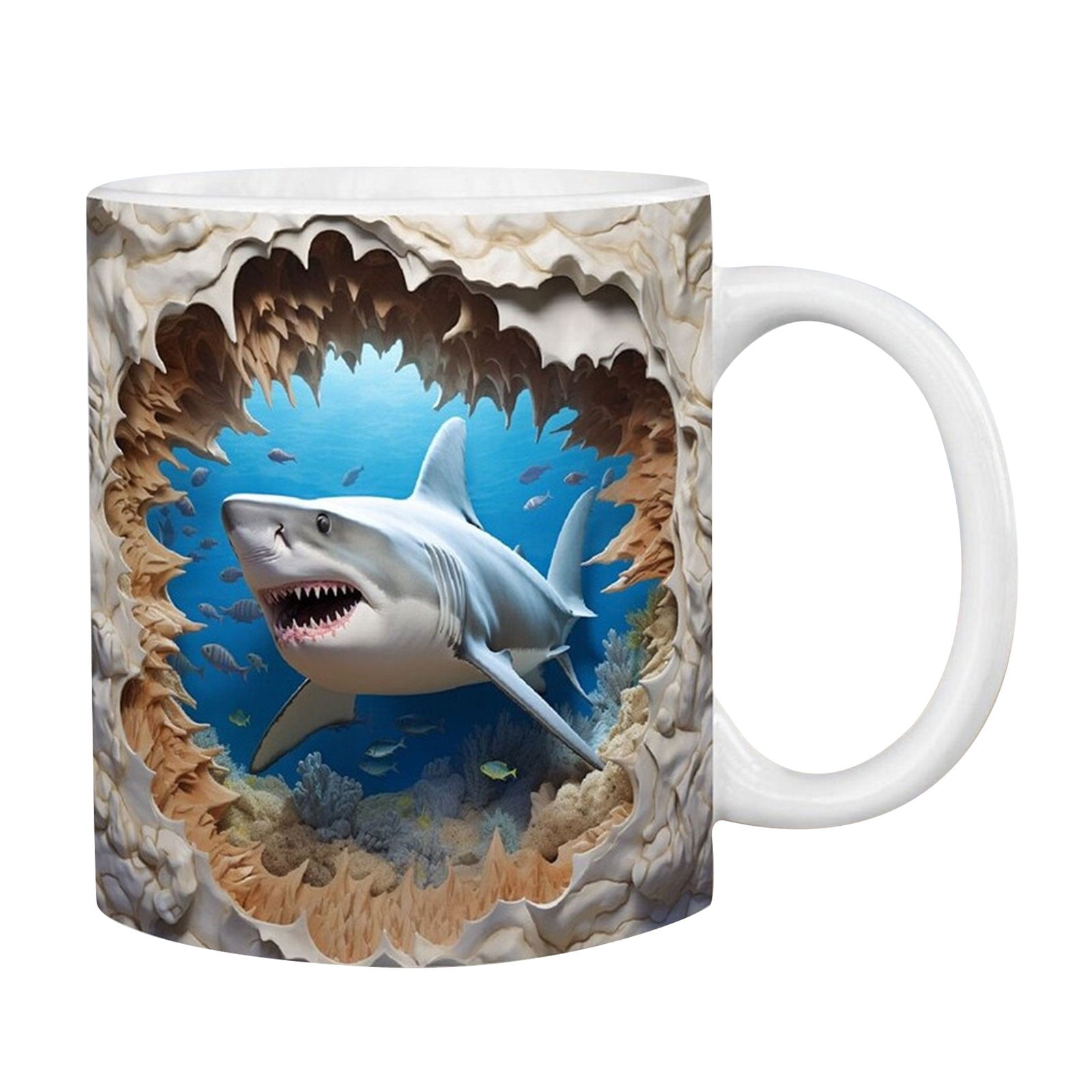 BGZLEU 3D Shark Mug, Durable Flat Painted Ceramic Coffee Mugs, 3D Ocean Shark Ceramic Coffee Mark Cup Tea, Ceramic Shark Decor For Women And Men Holiday And Birthday Gift - Image 5