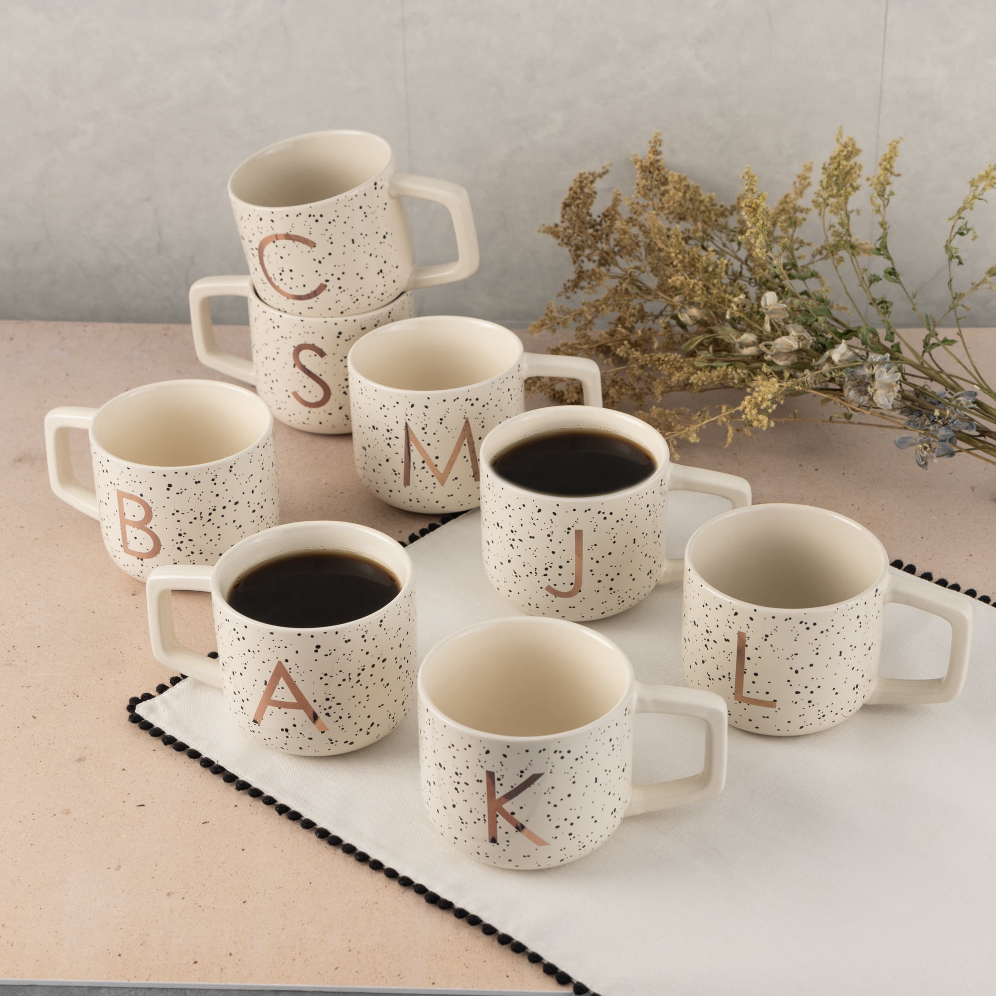 Thyme & Table 13.5 fl oz Monogram M White Speckled Stoneware Mug - Image 5