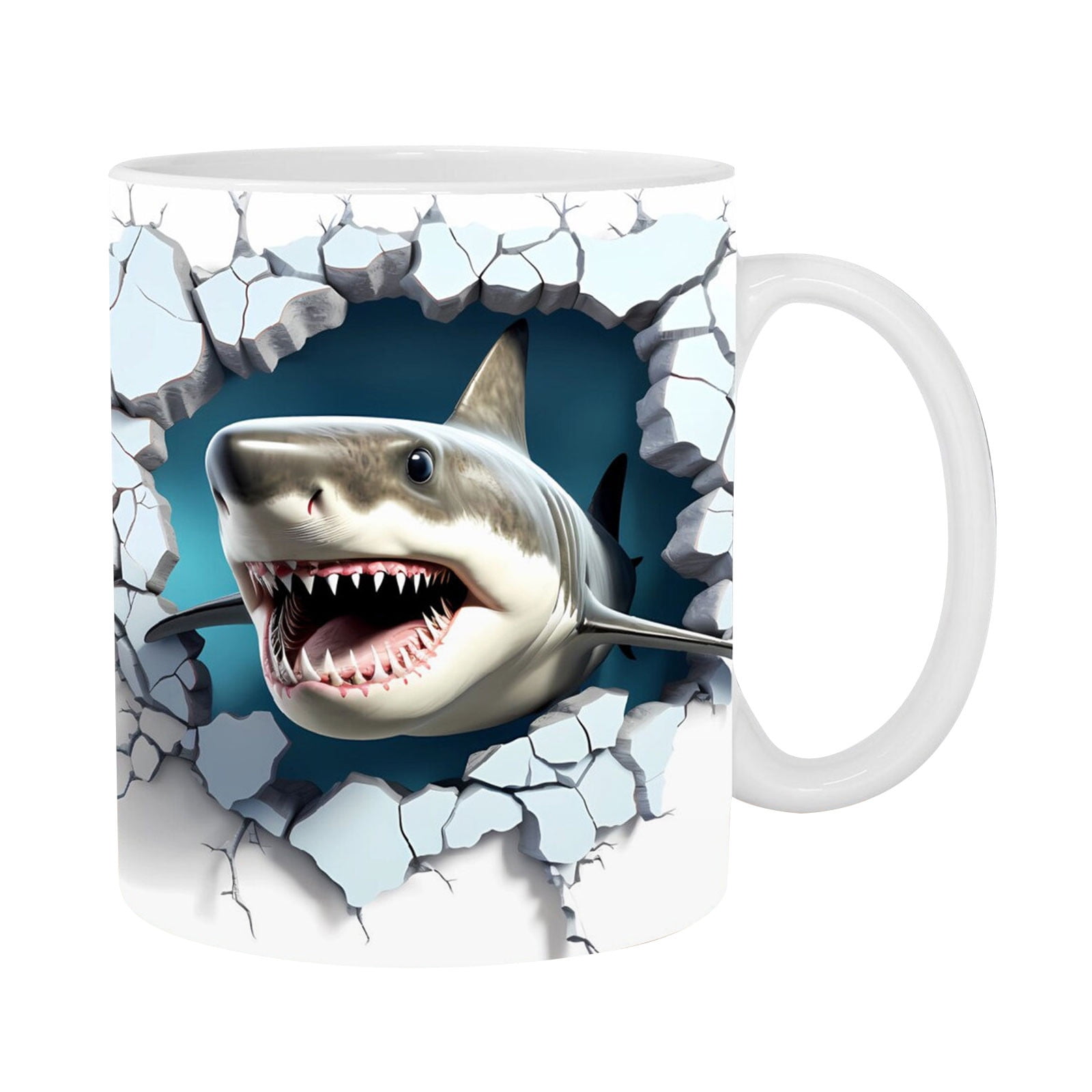 BGZLEU 3D Shark Mug, Durable Flat Painted Ceramic Coffee Mugs, 3D Ocean Shark Ceramic Coffee Mark Cup Tea, Ceramic Shark Decor For Women And Men Holiday And Birthday Gift - Image 7
