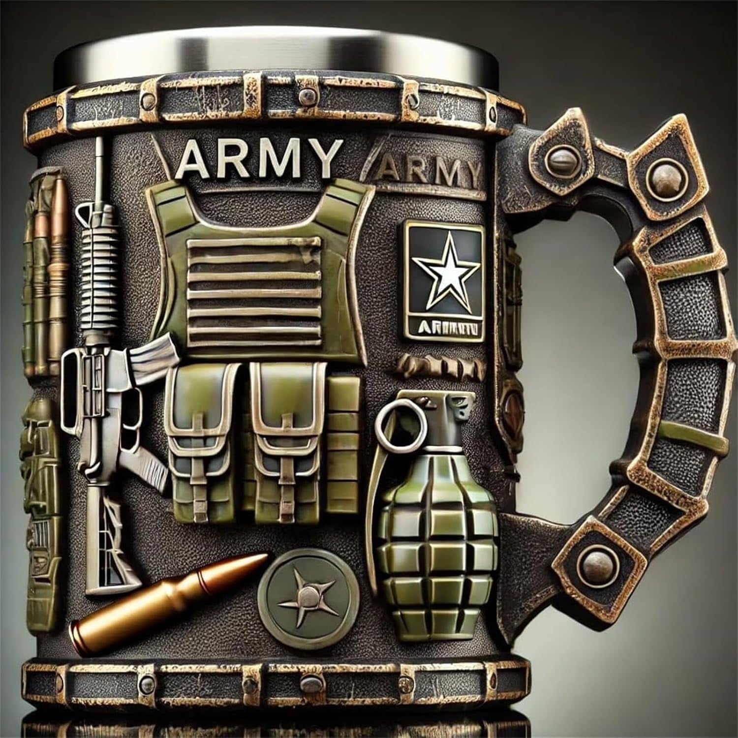 Salute Series 3D Military Coffee Mug - 15oz Hand-Painted Army Themed Ceramic Cup with Tactical Design, Veteran Appreciation Gift (Patriotic Soldier Tribute Collection - Image 4
