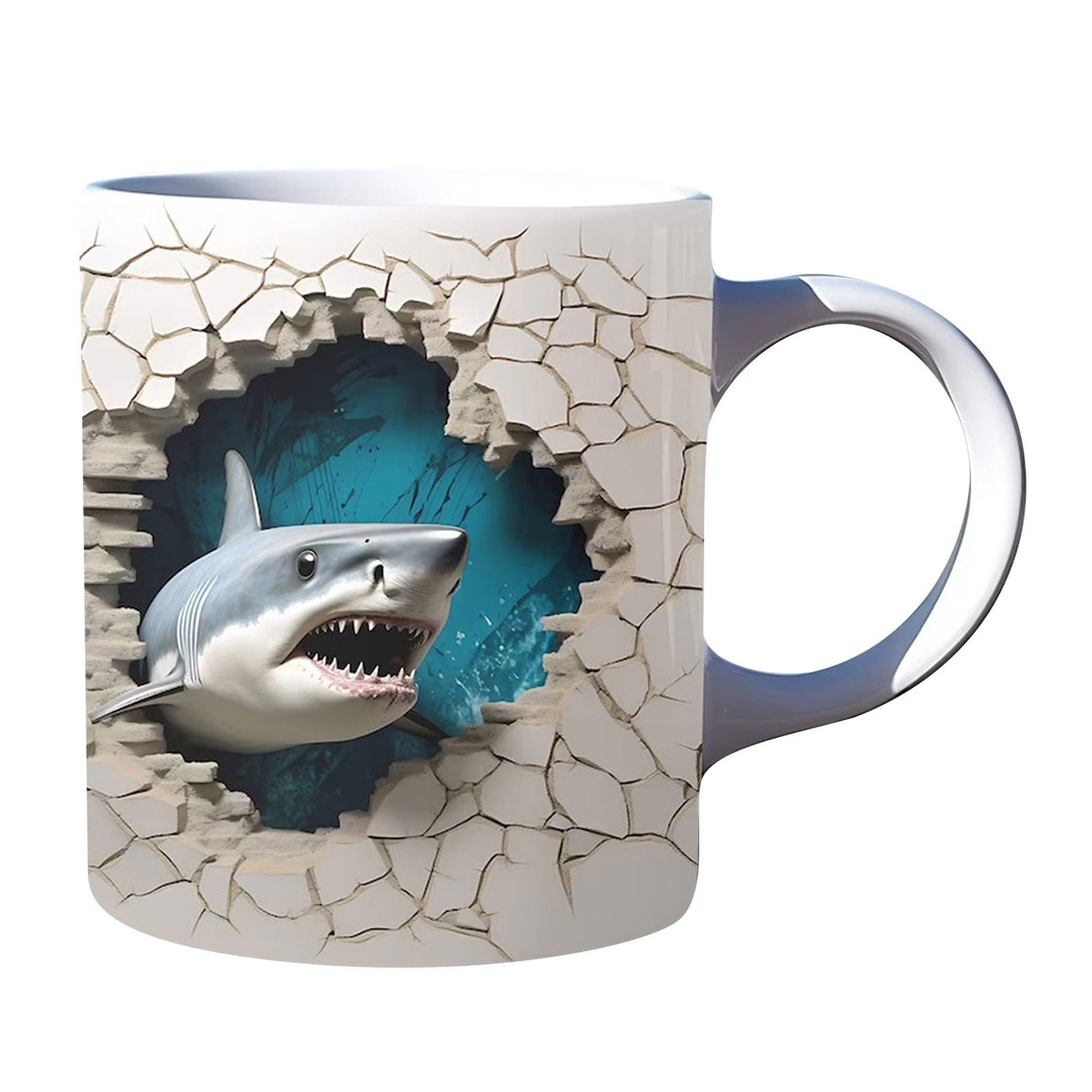 BGZLEU 3D Shark Mug, Durable Flat Painted Ceramic Coffee Mugs, 3D Ocean Shark Ceramic Coffee Mark Cup Tea, Ceramic Shark Decor For Women And Men Holiday And Birthday Gift - Image 8