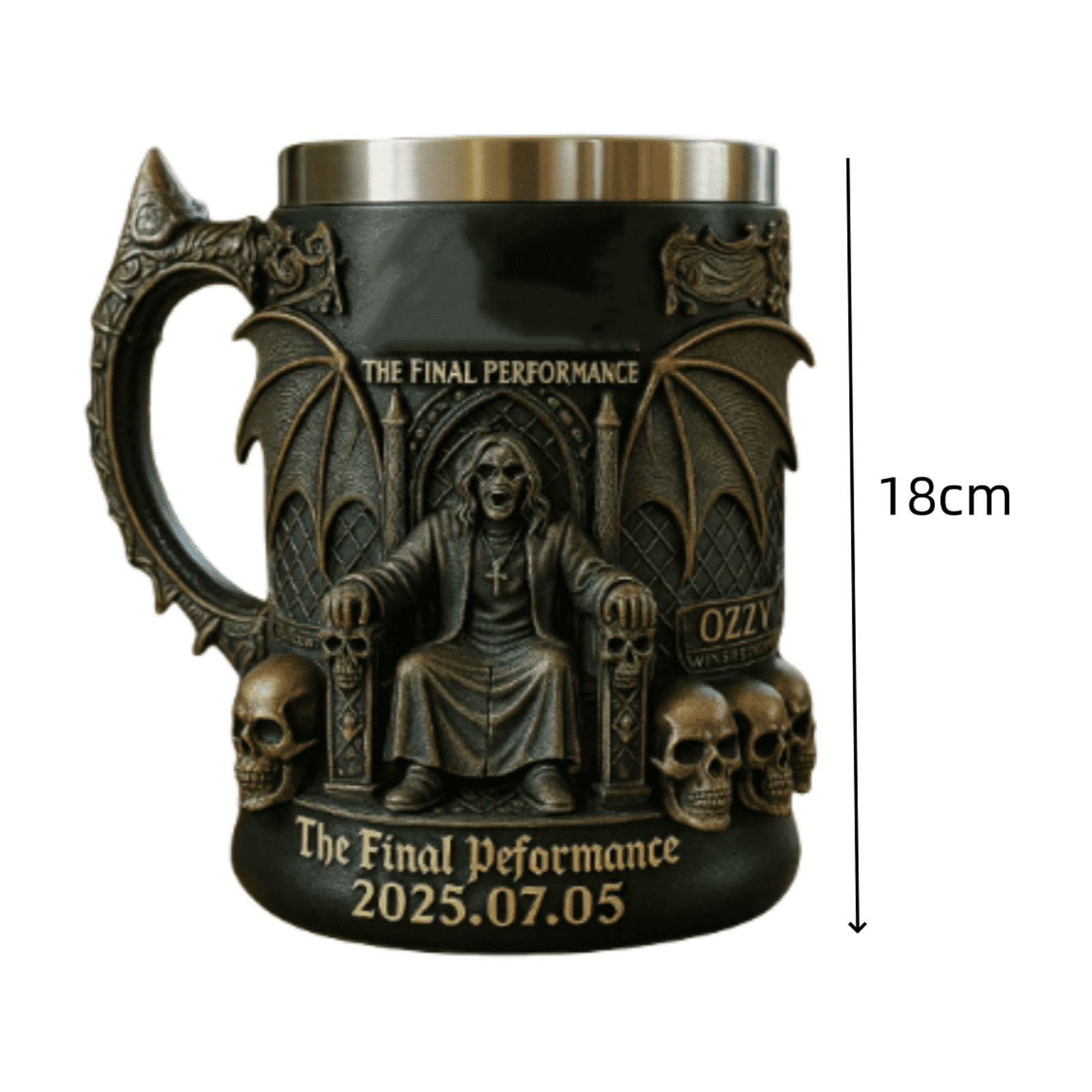 Ozzy Osbourne Mug, Black 3D Osbourne Commemorative Mug, Resin Cup The Final Performance Gift Collectible,Halloween Decorations - Image 7