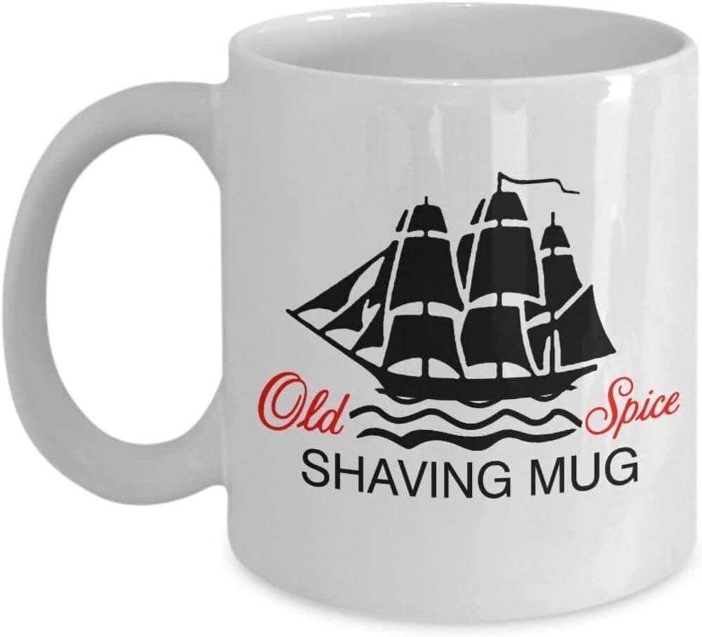 Apular Novelty Ceramic Coffee Mug Vintage Old Spice Shaving Mug Funny Mug Anniversary Birthday Christmas Gifts Tea Cups Home Decor, 11 Oz