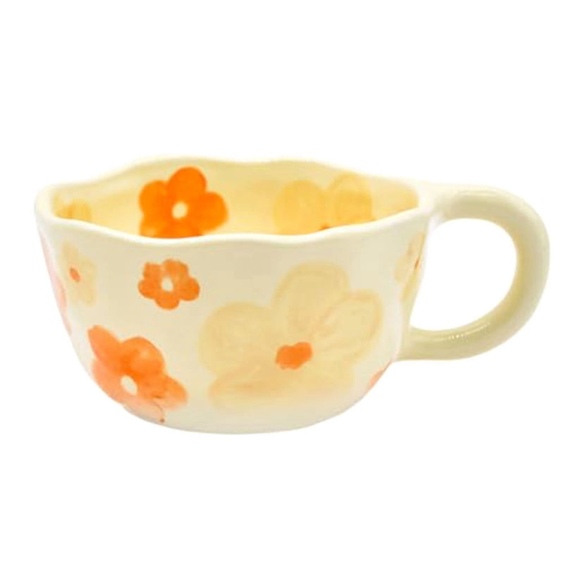 Elegant Floral Ceramic Mug Coffee Cup with Flower Decorations, 250ml Spring Drinkware for Home Decor,A