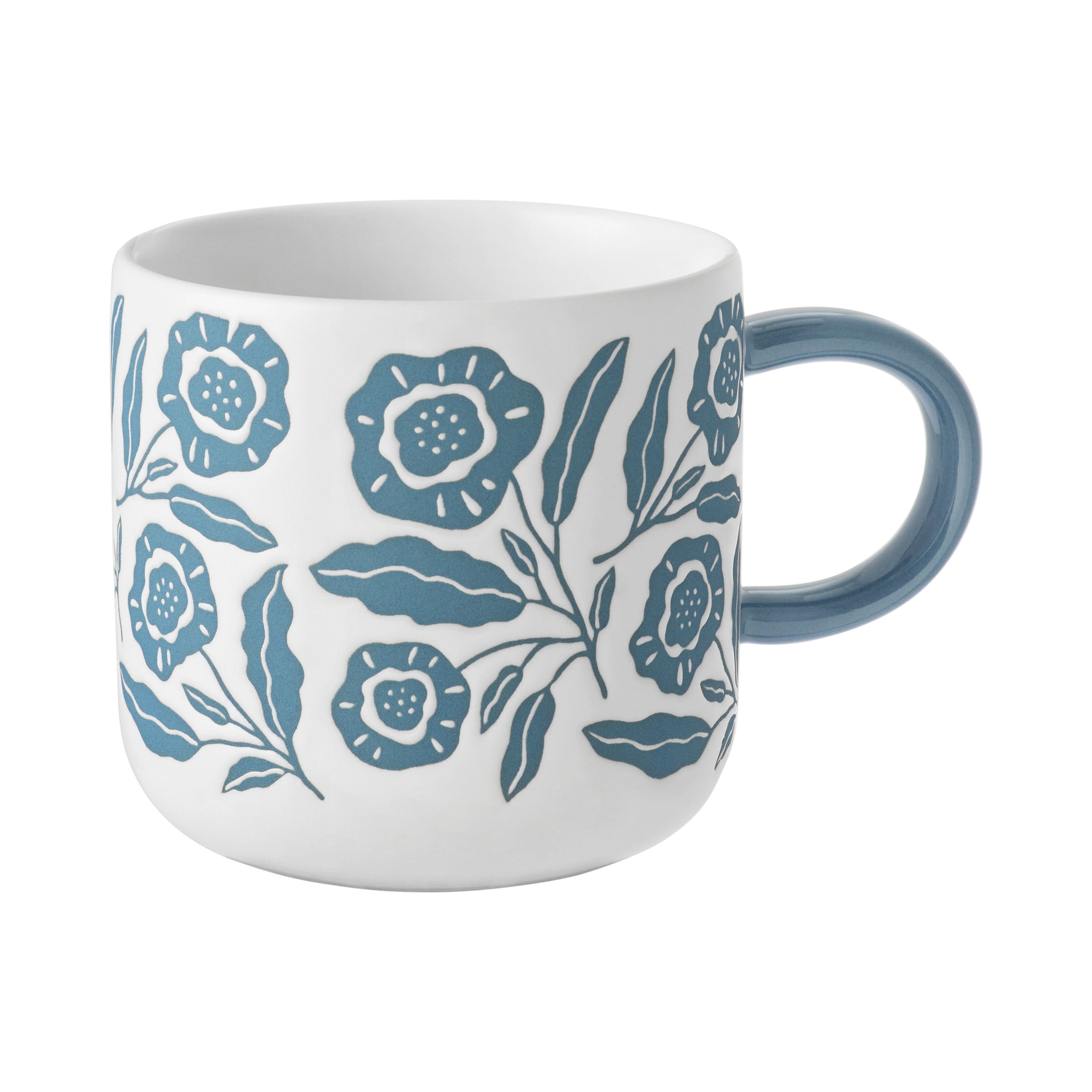 Mainstays 14.2-oz White & Blue Floral Glazed Ceramic Mug