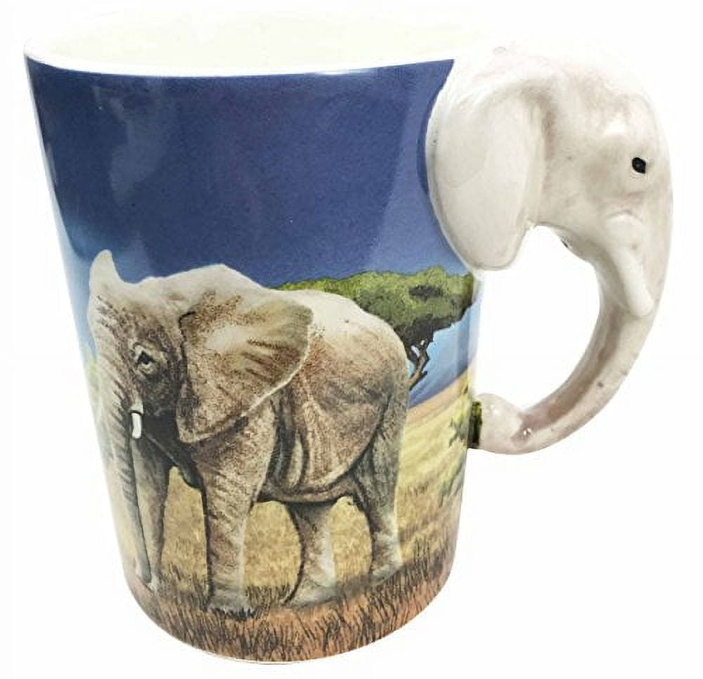 Savanna Grassland Tusked Elephant Habitat 12oz Ceramic Mug Coffee Cup Home & Kitchen Decor Accessory