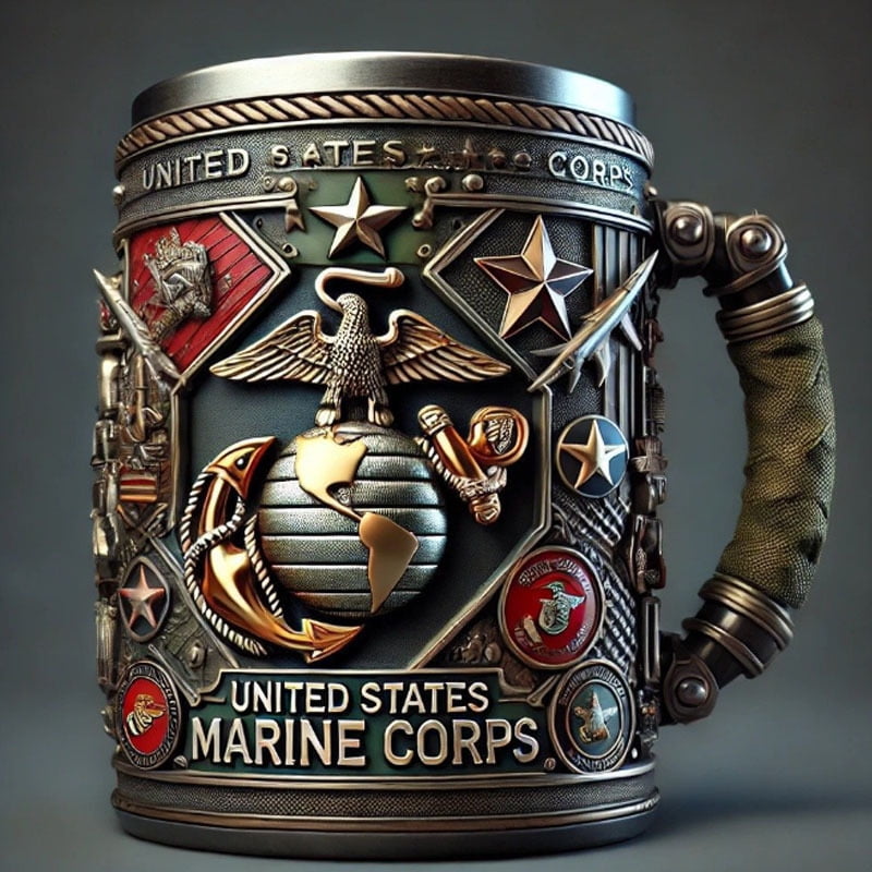 Salute Series 3D Military Coffee Mug - 15oz Hand-Painted Army Themed Ceramic Cup with Tactical Design, Veteran Appreciation Gift (Patriotic Soldier Tribute Collection