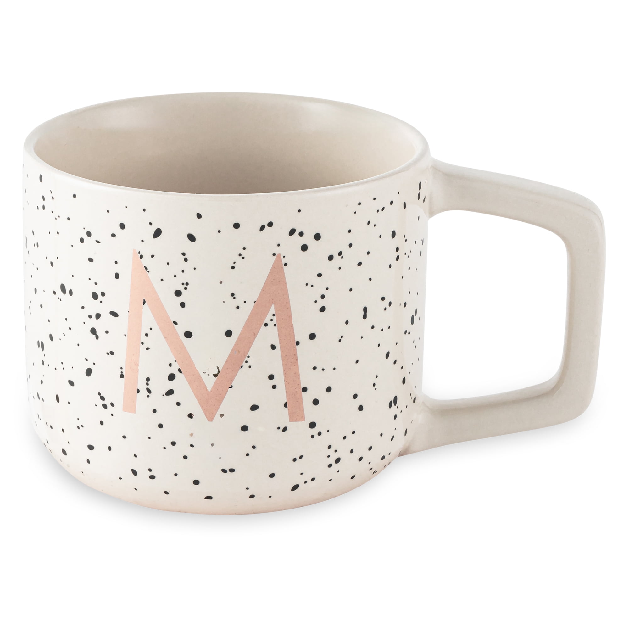 Thyme & Table 13.5 fl oz Monogram M White Speckled Stoneware Mug