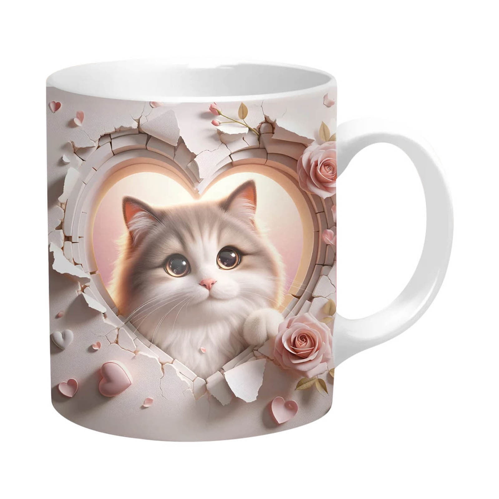 Unique Cracked Wall Design Ceramic Mug, Artistic Coffee Cup for Daily Use, Generous Size Drinking Mug for Office and Home Kitchen Decor(H)