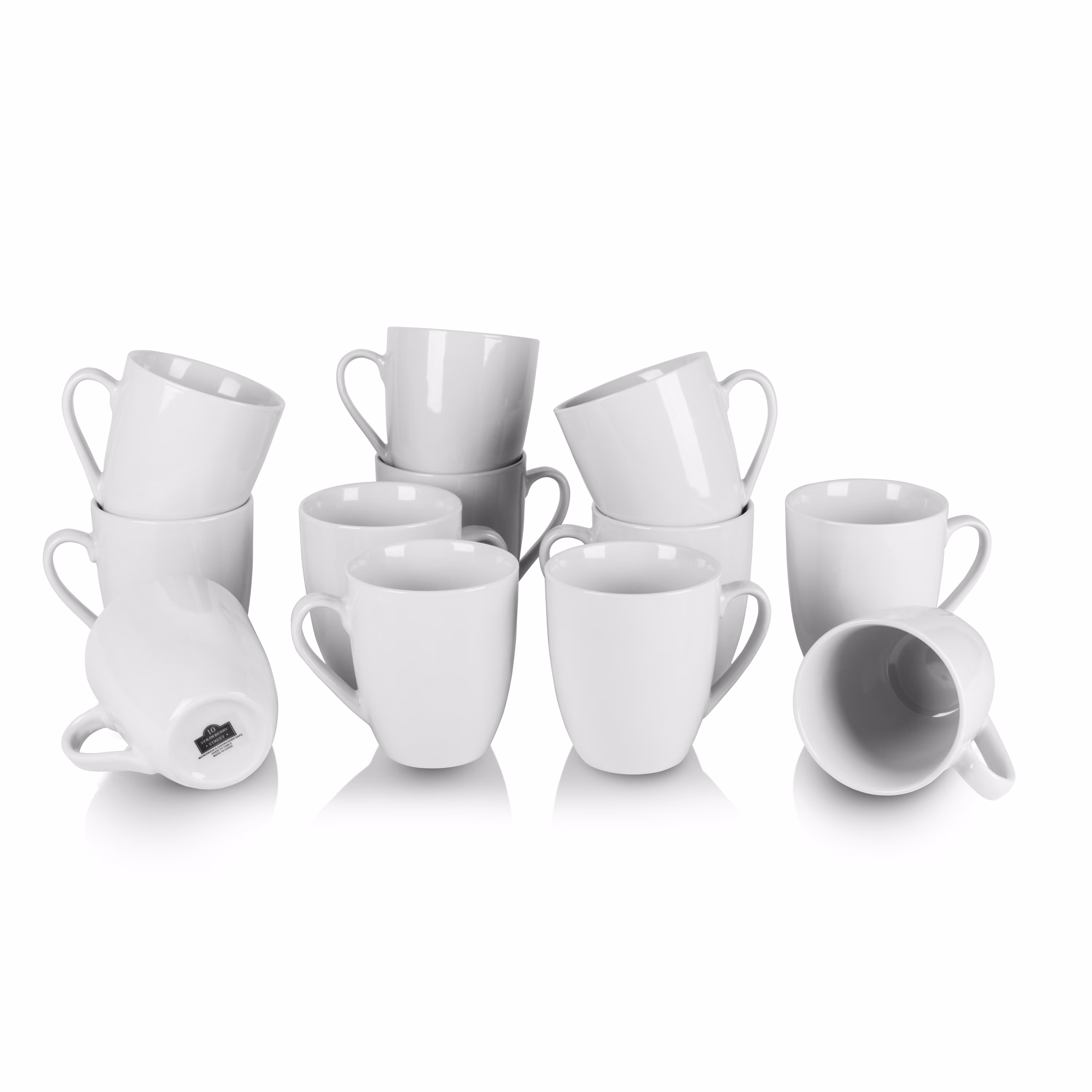 10 Strawberry Street 12 fl oz Catering Ceramic Mug, Set of 12, White