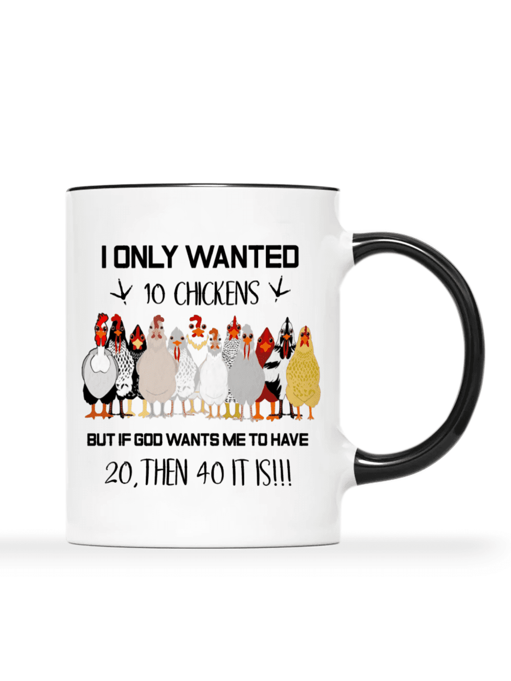 1pc, 11 Oz Coffee Mug, Ceramic Coffee Mug, Coffee Cups Tea Cup With Handle, Inspiring Quote I Only Wanted 10 Chickens, Gifts For Chicken Lovers, Funny Cute Chicken Mug, Reusable Coffee Mug, Room Decor